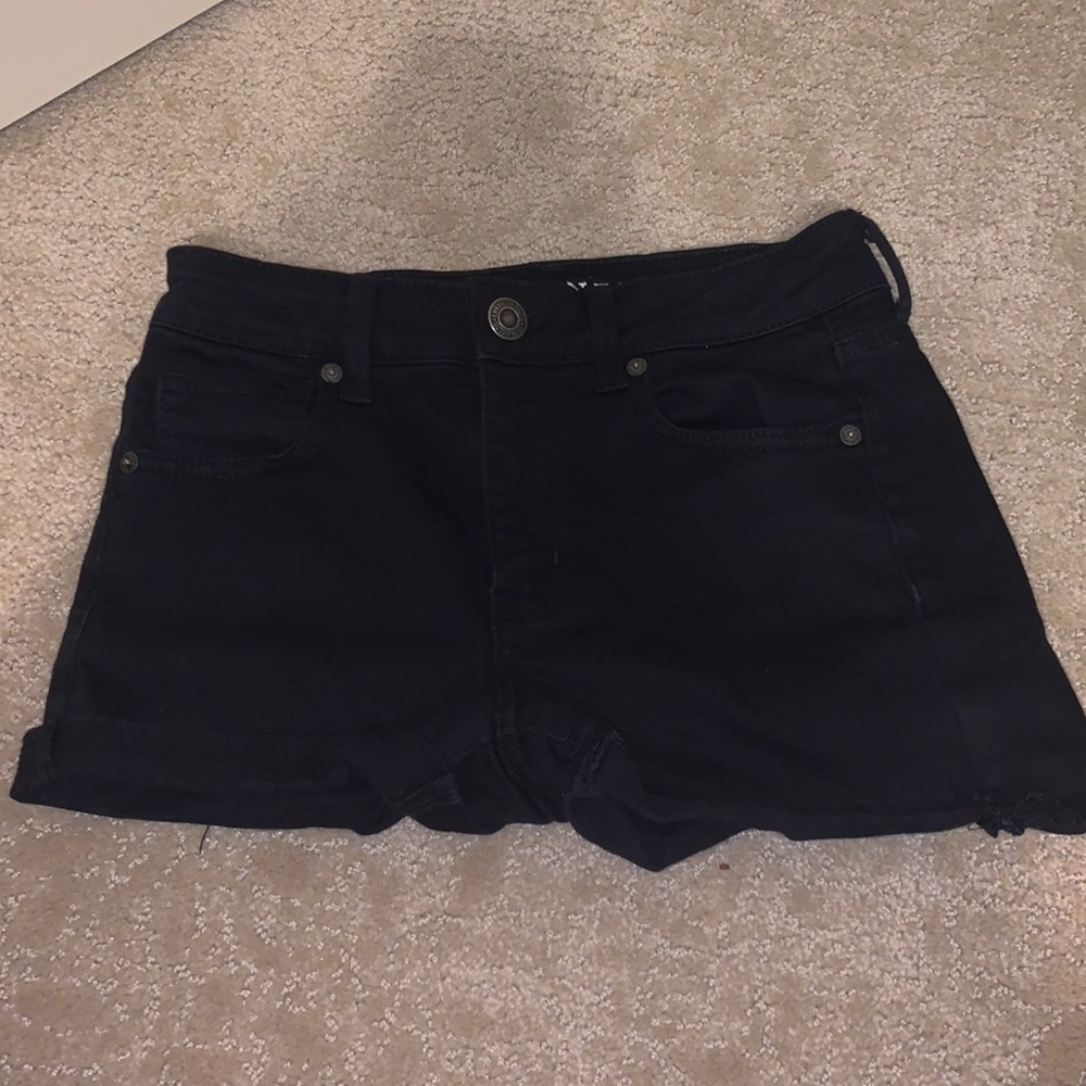 AE, size 4, Black jean shorts, high-rise shortie